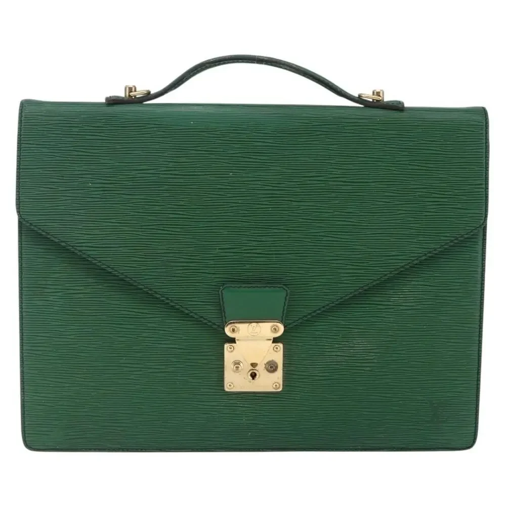 Louis Vuitton Epi Porte Documents Bandouliere Briefcase Green